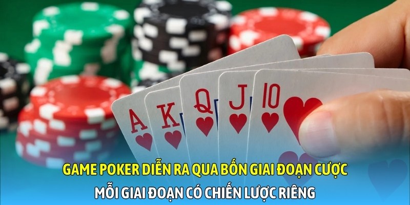 Game Poker diễn ra qua bốn giai đoạn cược, mỗi giai đoạn có chiến lược riêng